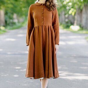 Son De Flor - Classic Dress - Long Sleeve - Warm Brown - Small